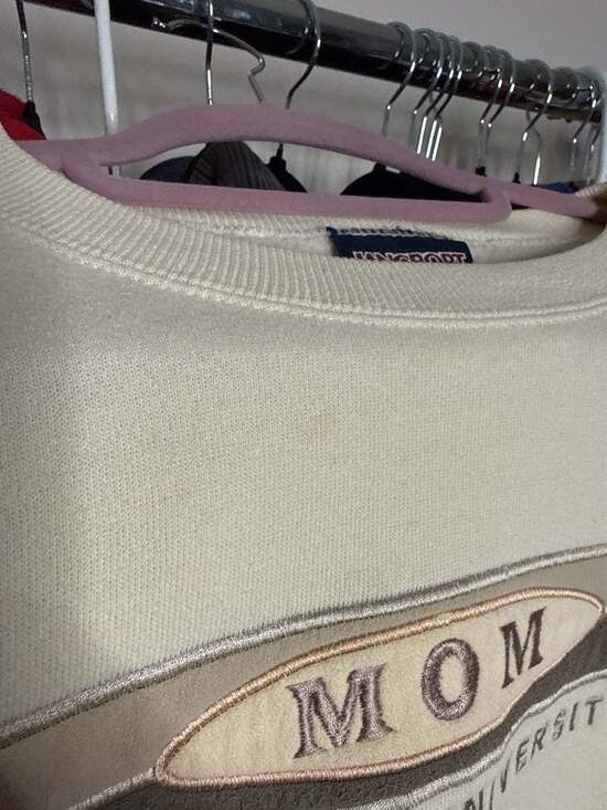 90s JanSport Drexel University MOM Embroidered Crewneck Sweatshirt Cream Small - Picture 3 of 8